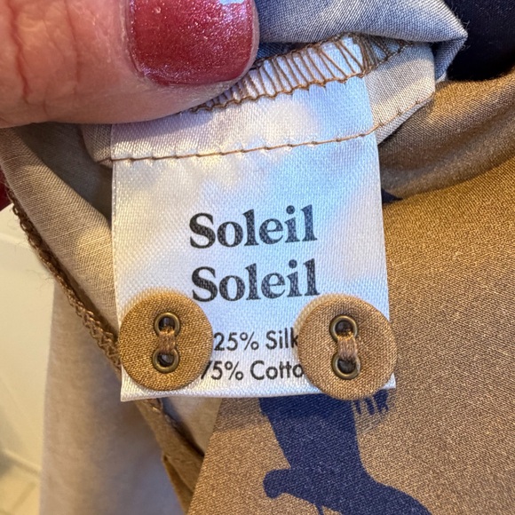 NWT new large Free People soliel soliel Darcy blue tan collar silk shirt pattern - Picture 6 of 13
